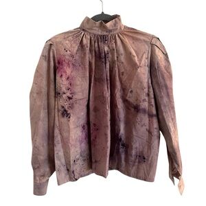 NEW Free People x Maria Bouvier Ubajay Blouse Size Small Purple Tie Dye Z289-15